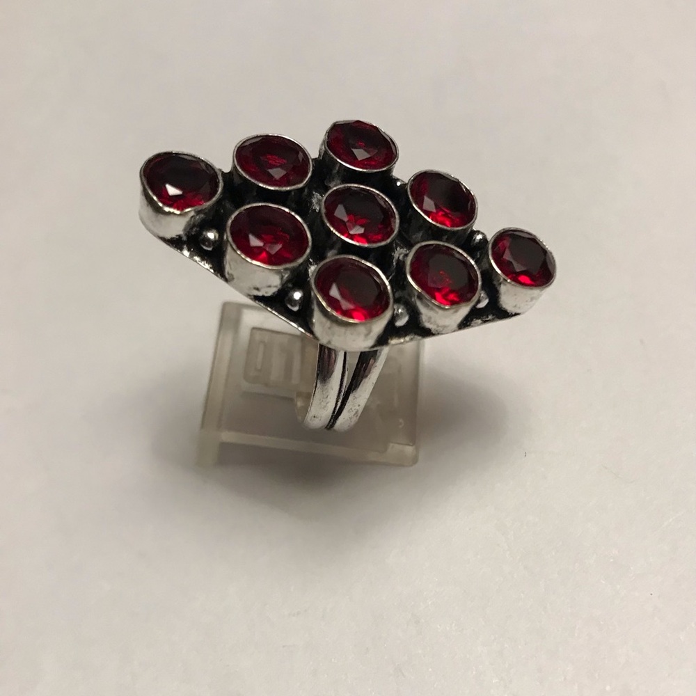Garnet Stamped 925 Sterling Silver Ring - Picture 2 of 3